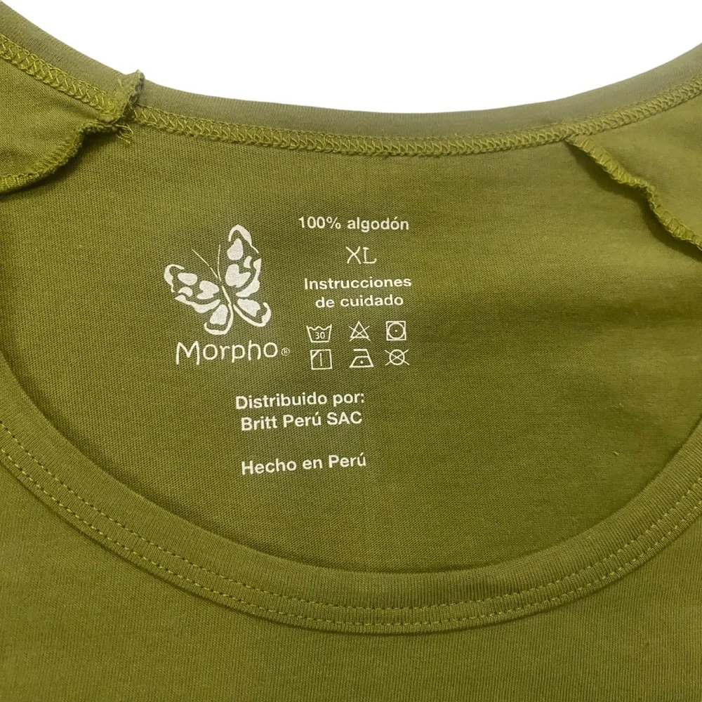 NWT XL Cuzco 100% Peruvian Cotton Olive Green Short Sleeve T-Shirt Scoop Neck - Picture 5 of 8